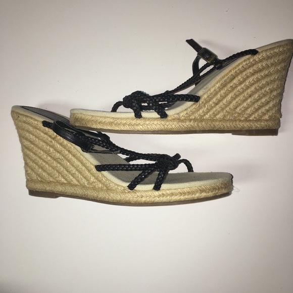 BANANA REPUBLIC Espadrilles Sandals Wedge Black 10 - Picture 1 of 6